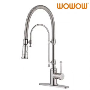 Brushed Nickel Solid Brass Pre Rinse Faucet with Dual-Mode Pull-Down Sprayer