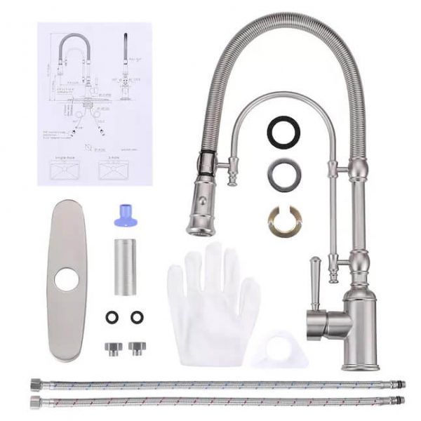 wowow brushed nickel brass pre rinse faucet with dual mode pull down sprayer 4 1