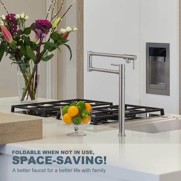 wowow brushed nickel deck mount pot filler folding faucet over stove 2