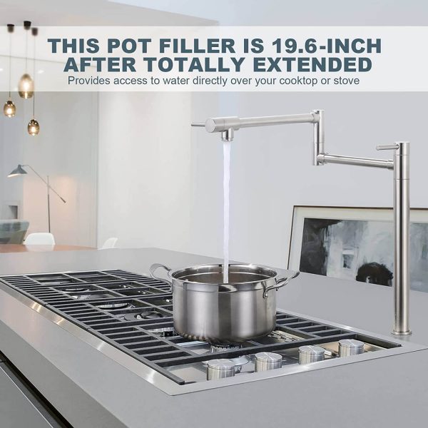 wowow brushed nickel deck mount pot filler folding faucet over stove 5