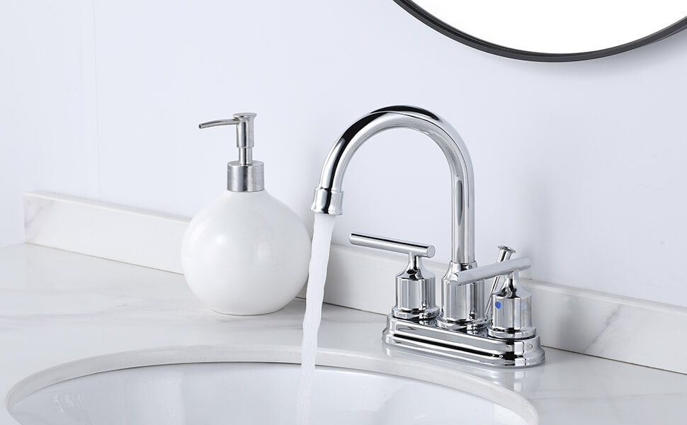 wowow centerset bathroom faucet chrome 3 hole 2 handle 4 inch bathroom sink faucet 2 1