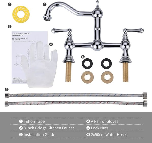 wowow chrome 8 inch centerset classic heritage bridge faucet 3