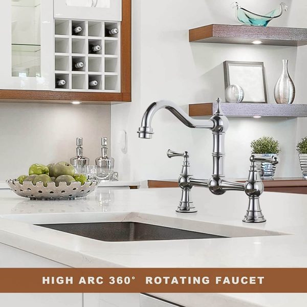 wowow chrome 8 inch centerset classic heritage bridge faucet 6