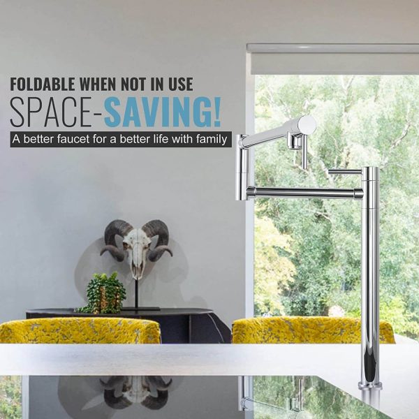 wowow chrome deck mount pot filler folding faucet over stove 14