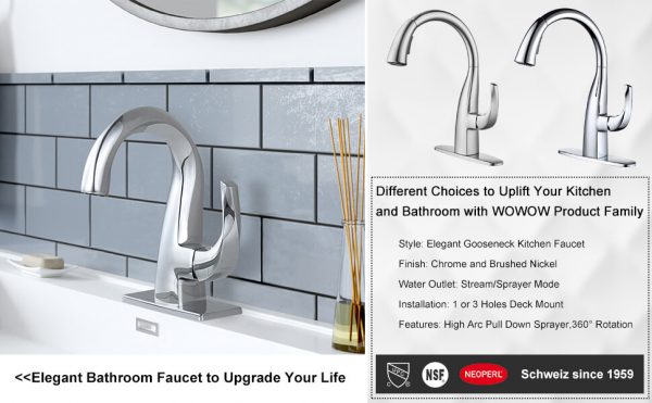 wowow chrome high arc bathroom faucet 1 1