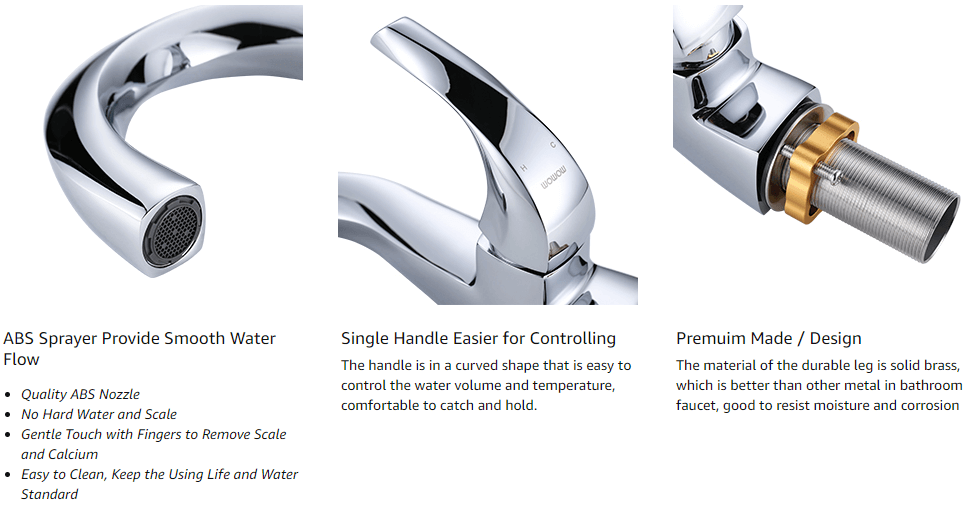 wowow chrome high arc bathroom faucet 1