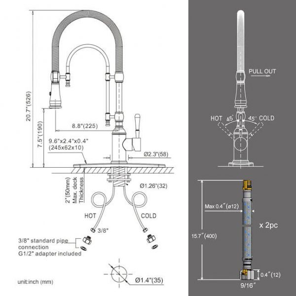 wowow gold solid brass pre rinse faucet 3 1