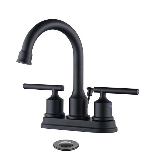 wowow matte black bathroom faucet 4 inch centerset 1 1