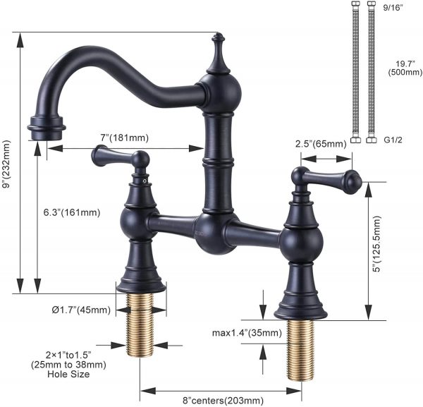 wowow oil rubbed bronze 8 inch centerset bridge faucet for farmhouse sink 10