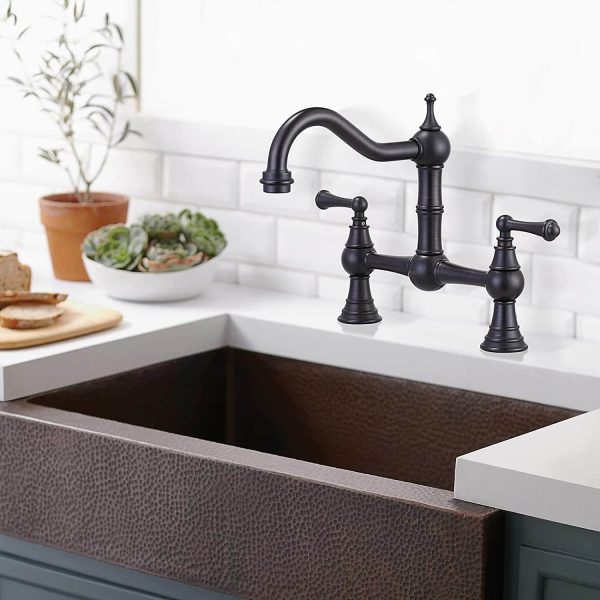 wowow oil rubbed bronze 8 inch centerset bridge faucet for farmhouse sink 13