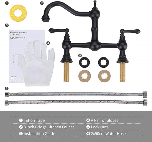 wowow oil rubbed bronze 8 inch centerset bridge faucet for farmhouse sink 9