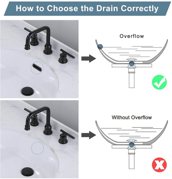 wowow oil rubbed bronze bathroom pop up drain stopper for bathroom sink and rv sink with overflow 2