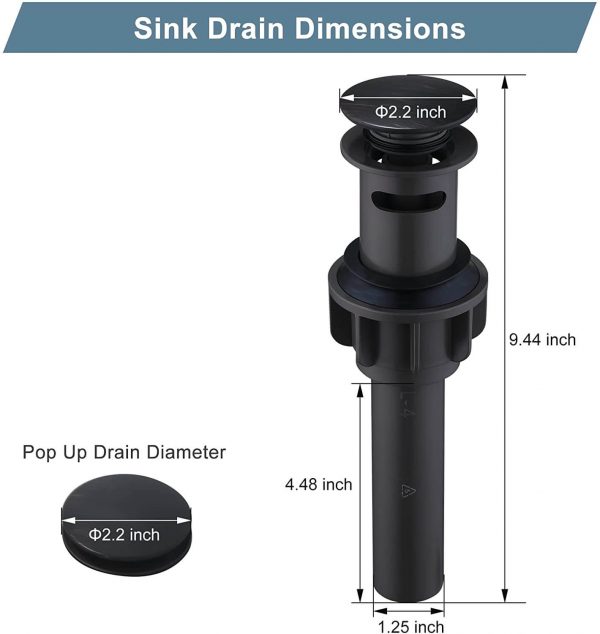 wowow oil rubbed bronze bathroom pop up drain stopper for bathroom sink and rv sink with overflow 4