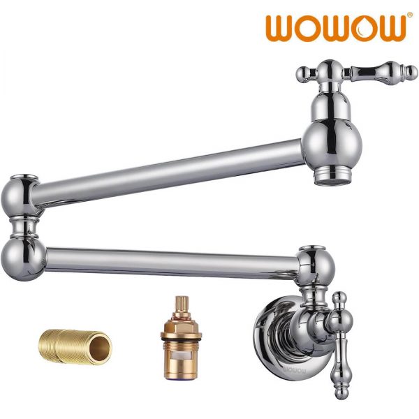 wowow polished nickel wall mount pot filler faucet over stove 5