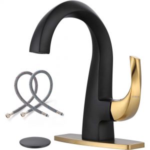 wowow single handle black and gold bathroom faucet