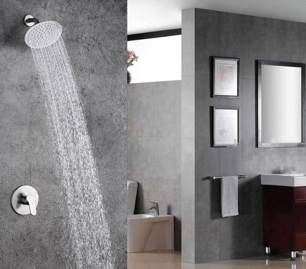 wowow single handle brushed nickel rain shower combo set 11