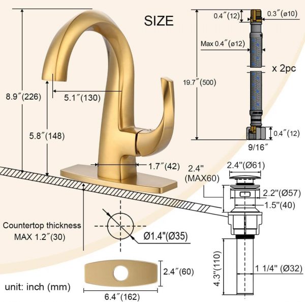 wowow single handle high arc brushed gold bathroom faucet 4