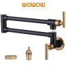 wowow wall mounted black and gold pot filler faucet over stove 1