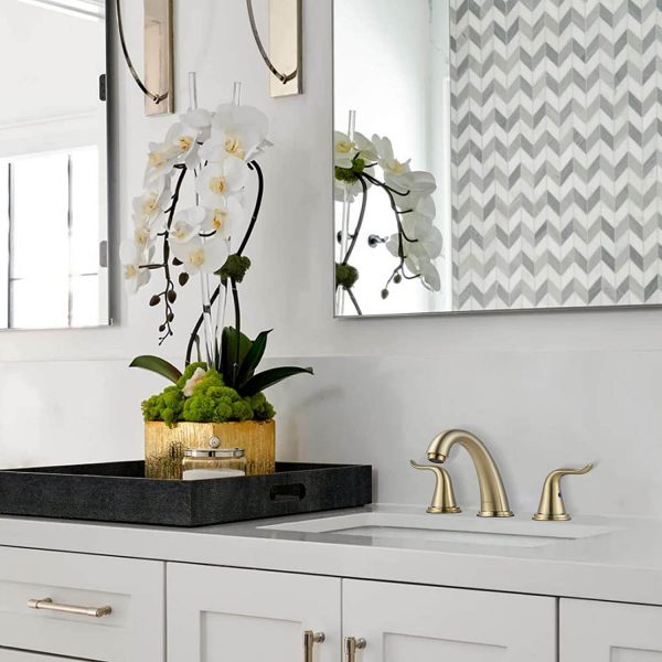 wowow widespread brushed gold bathroom sink faucet with pop up drain and supply hose 5