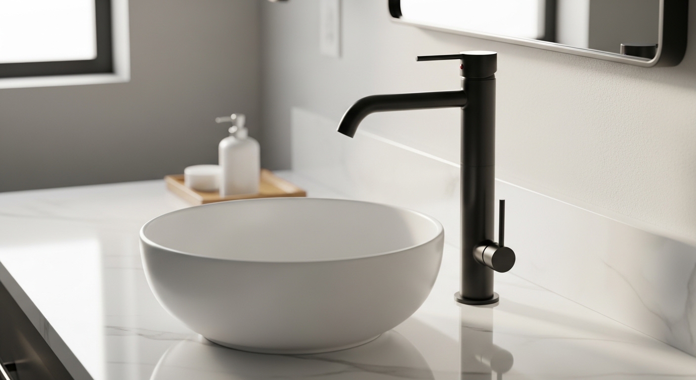 vessel sink faucet with side handle