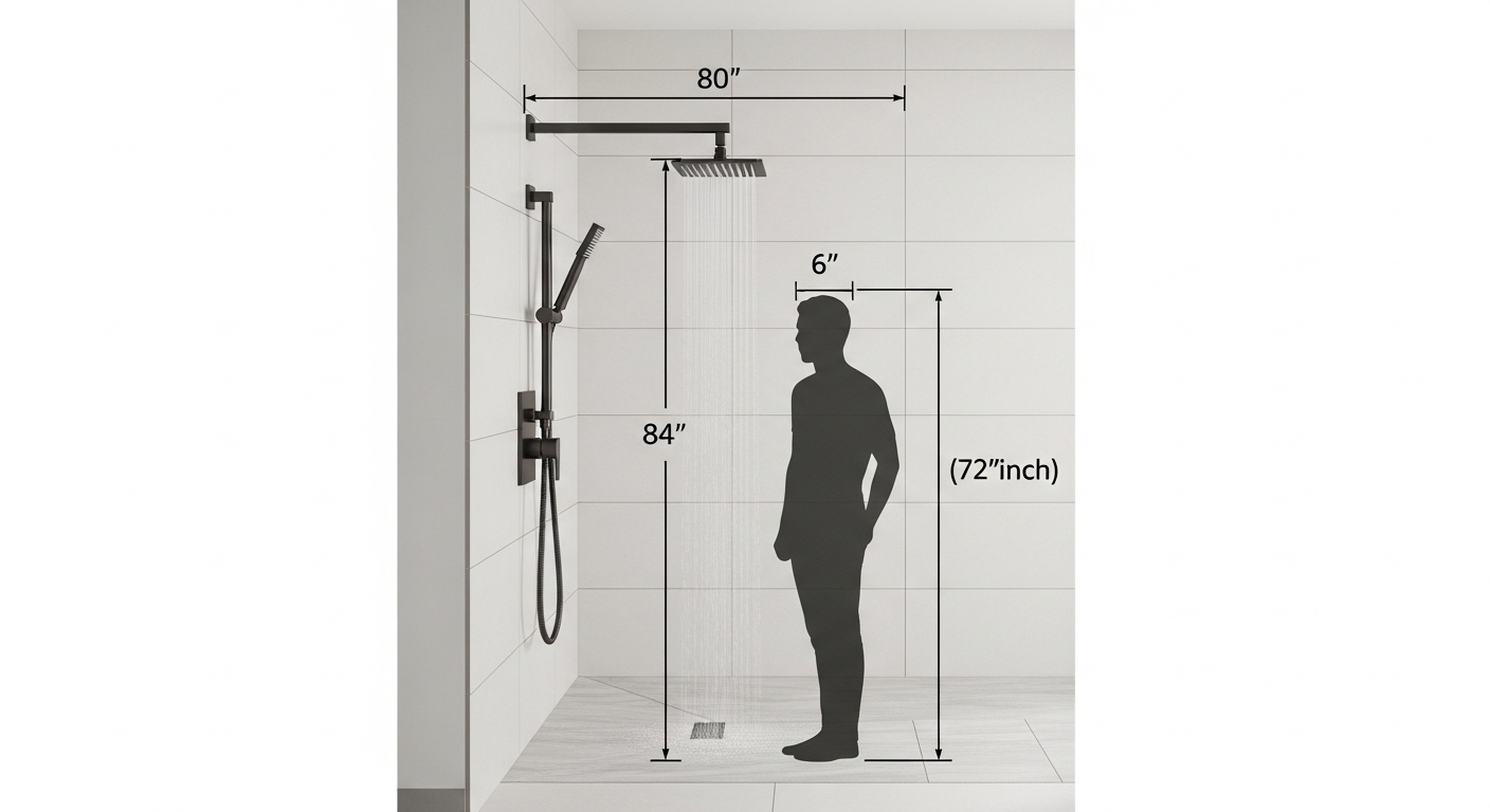 rainfall shower head mounting height